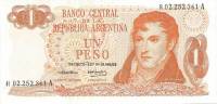 (,) Банкнота Аргентина 1974 год 1 песо "Мануэль Бельграно" Decreto-Ley  UNC