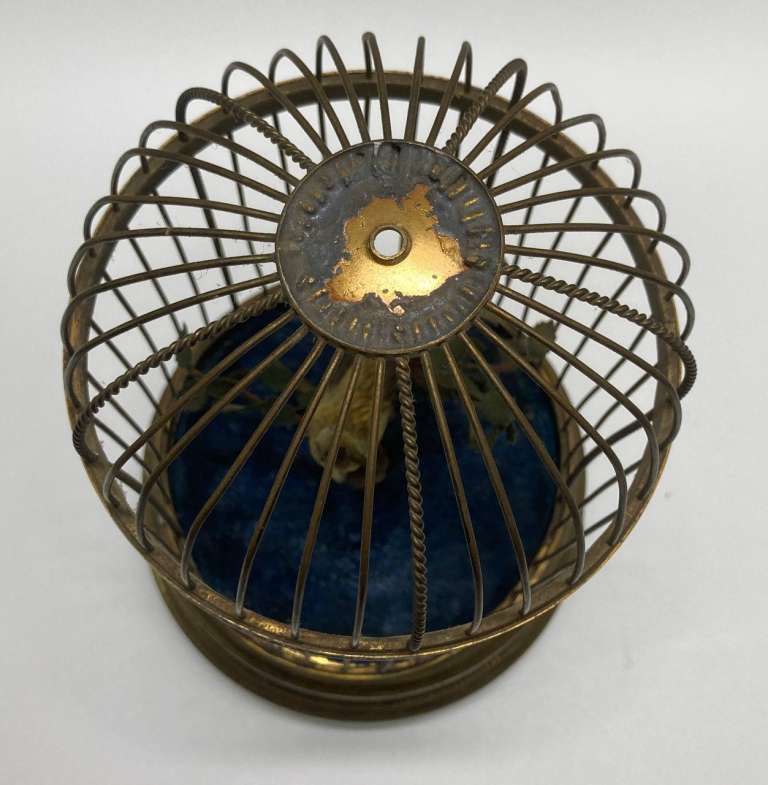 Механическая игрушка Птичка в клетке, металл, 1953 год, Ленинград 250 лет