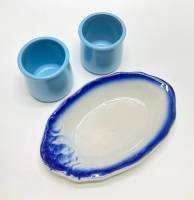 Блюдо + 2 бокала, керамика