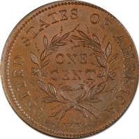 (1793) Монета США 1793 год 1 цент  2. Аверс венок Медь  XF