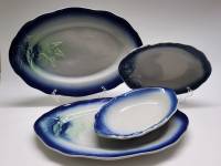 Блюдо селедочницы 4 штуки Стройфаянс ЛСР вишни синие голубые 