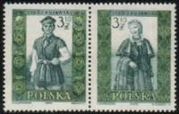 (1960-013-014) Сцепка (2 м + куп) Польша "Куявия" Перф греб 11¾:12¼   Национальная одежда III O