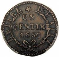 (№1850km33) Монета Гаити 1850 год 1 Centime (Фостен Я - 47)