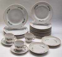 Столовый десертный сервиз тарелки кофейные пары Сосна Красный фарфорист СССР фарфор 1970е 21 предмет