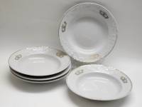 Тарелки суповые 5 шт фарфор г Сумы СССР винтаж 1970-е рельефный край позолота