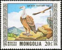 (1976-025) Марка Монголия "Белоголовый сип"    Охраняемые виды хищных птиц III O