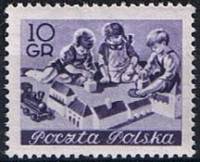 (1953-044) Марка Польша "Дети в игровой"   Воспитание детей I Θ