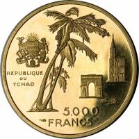 () Монета Чад 1970 год 5000  ""   Биметалл (Платина - Золото)  UNC