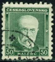 (1930-001a) Марка Чехословакия "Т. Массарик (Зеленая)" Тип II    Президент Массарик (Стандартный вып