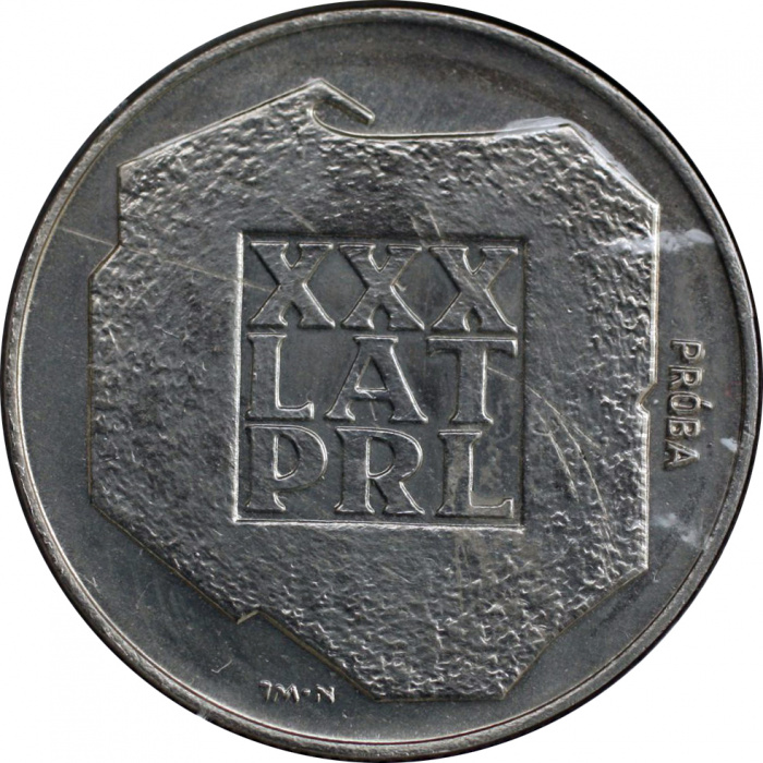 (1974) Монета Польша 1974 год 200 злотых &quot;ПНР. 30 лет&quot;  Проба Медь-Никель  UNC