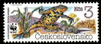 (1989-028) Марка Чехословакия "Желтобрюхая жерлянка"    Охрана природы. Амфибии II O