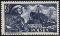 (1956-010) Марка Польша "Моряк" , III O