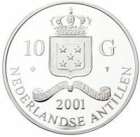 (№2001km72) Монета Ниделандские Антильские острова 2001 год 10 Gulden (Альберт I 20 Франков)