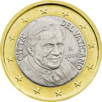 (2006) Монета Ватикан 2006 год 1 евро  3. Бенедикт XVI, страя карта Биметалл  PROOF