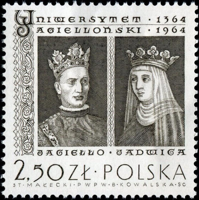 (1964-032) Марка Польша &quot;Король Владислав II и Королева Ядвига&quot; , III Θ