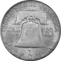 (1962) Монета США 1962 год 50 центов   Бенджамин Франклин Серебро Ag 900  PROOF