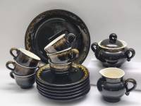 Кофейный десертный сервиз ЗИК Конаково обливная керамика СССР 15 предметов 6 персон