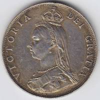 (1887) Монета Великобритания 1887 год 1 флорин "Королева Виктория"  Серебро Ag 925  UNC