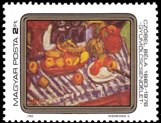 (1983-042) Марка Венгрия "Фрукты"    100 лет со дня рождения Белы Чобель III O