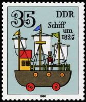 (1980-104) Марка Германия (ГДР) "Корабль"    Исторические игрушки II Θ