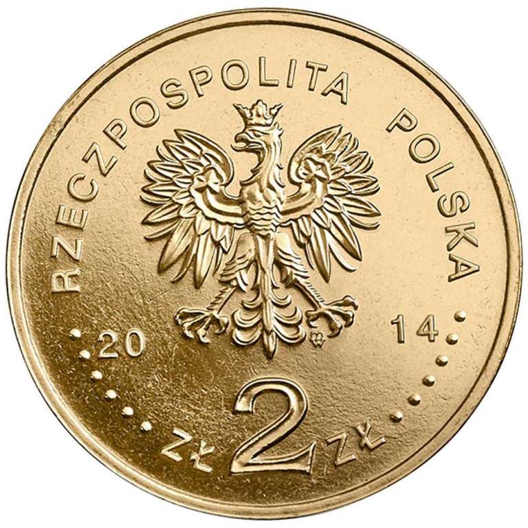 (260) Монета Польша 2014 год 2 злотых &quot;Ян Карский&quot;  Латунь  UNC