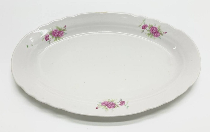 Блюдо овальное цветы, Дулёво, 50-е годы, СССР