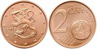 (2005) Монета Финляндия 2005 год 2 евроцента  1-й тип образца 1999-2006 с буквой М Бронза  UNC