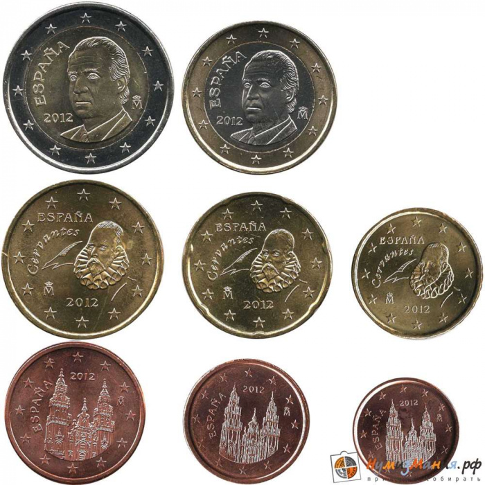 (2012) Набор монет Евро Испания 2012 год   UNC