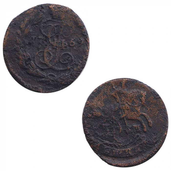 (1769, ЕМ) Монета Россия 1769 год 1/4 копейки   Полушка  VF