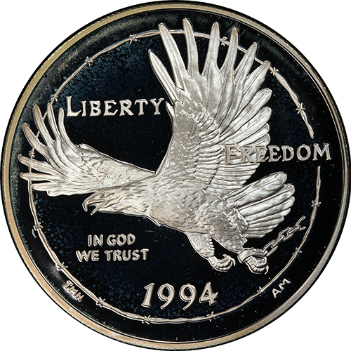 (1994p) Монета США 1994 год 1 доллар   Национальный музей американских военнопленных Серебро Ag 900 