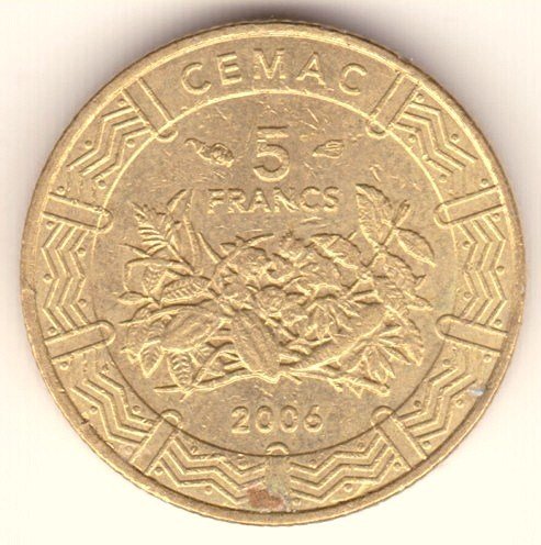 (№2006km18) Монета Центральная Африка 2006 год 5 CFA Francs