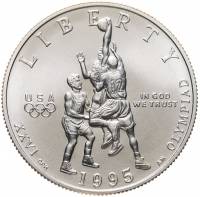 (1995s, баскетбол) Монета США 1995 год 50 центов   Олимпийские игры в Атланте Медь-Никель  UNC