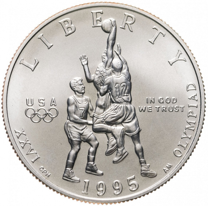 (1995s, баскетбол) Монета США 1995 год 50 центов   Олимпийские игры в Атланте Медь-Никель  UNC