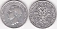 1942 Монета Великобритания 2 шиллинга Георг VI  Серебро Ag 500  VF