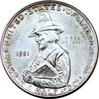 (1921) Монета США 1921 год 50 центов   Прибытие пилигримов в Плимут. 300 лет Серебро Ag 900  UNC