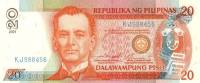(,) Банкнота Филиппины 2001 год 20 песо "Мануэль Кесон"   UNC