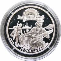 (№2015) Монета Кирибати 2015 год 10 Dollars (Галлиполи Посадки Столетие)