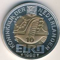 (№1998) Монета Нидерланды 1998 год 10 Ecu amp;"Euroamp;" (Эшер)