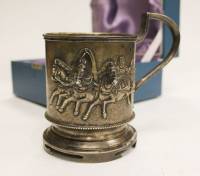 Подстаканник "Тройка" рубежа 19-20 веков, серебро 84 пробы, 226 грамм, гравировка (см. фото)