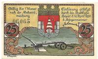 (№1920) Банкнота Германия 1920 год "25 Pfennig"