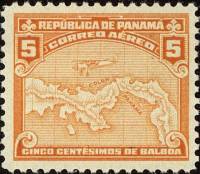 (№1949-300) Марка Панама 1949 год "Карта Панамы", Гашеная