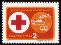 (1981-027) Марка Венгрия "Красный Крест"    100 лет Венгескому красному кресту II Θ
