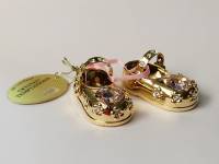 Сувенир Туфельки 4*4 см металл покрытие золото 24 к  кристаллы Сваровски США 