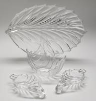 Блюдо Салатник и 2 розетки-икорницы Лист стекло СССР набор для сервировки 4 предмета