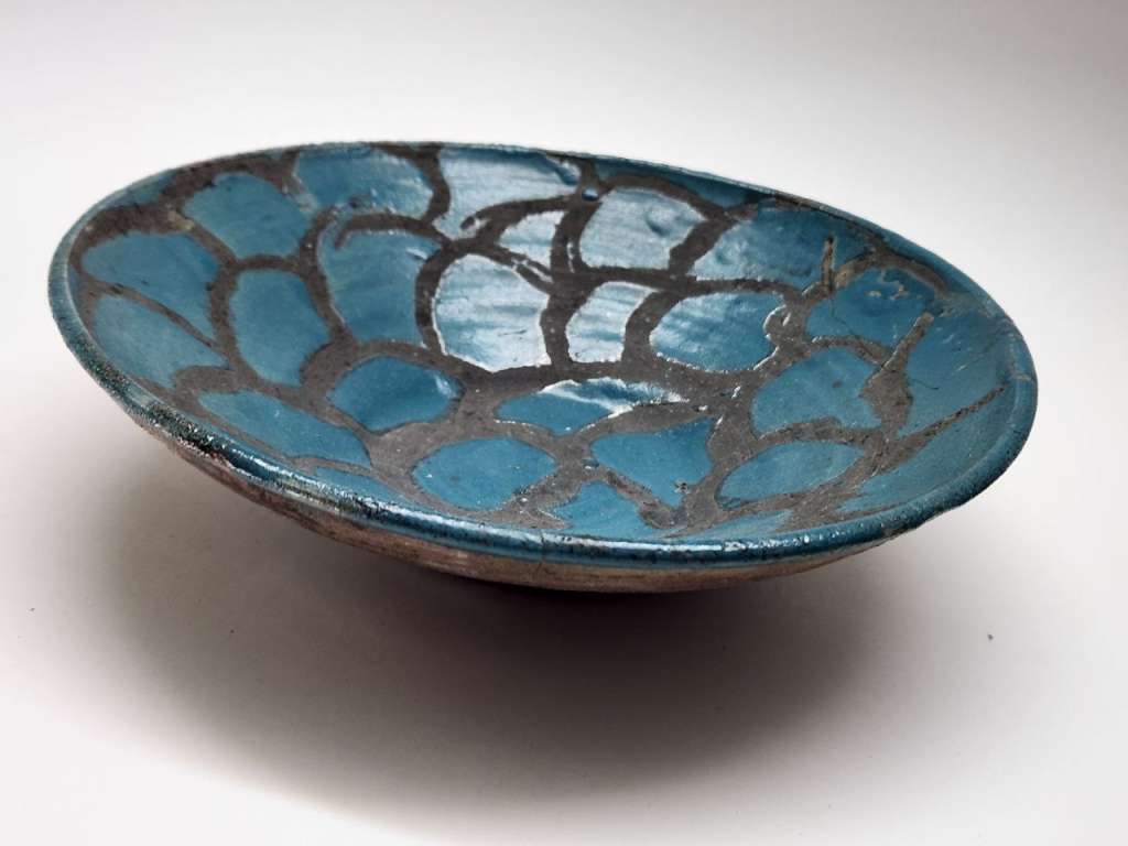 Блюдо керамика майолика зеленое ручная работа 