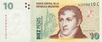 (,) Банкнота Аргентина 2000 год 10 песо "Мануэль Бельграно"   UNC