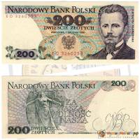 (1976) Банкнота Польша 1988 год 200 злотых "Ярослав Домбровский"   XF