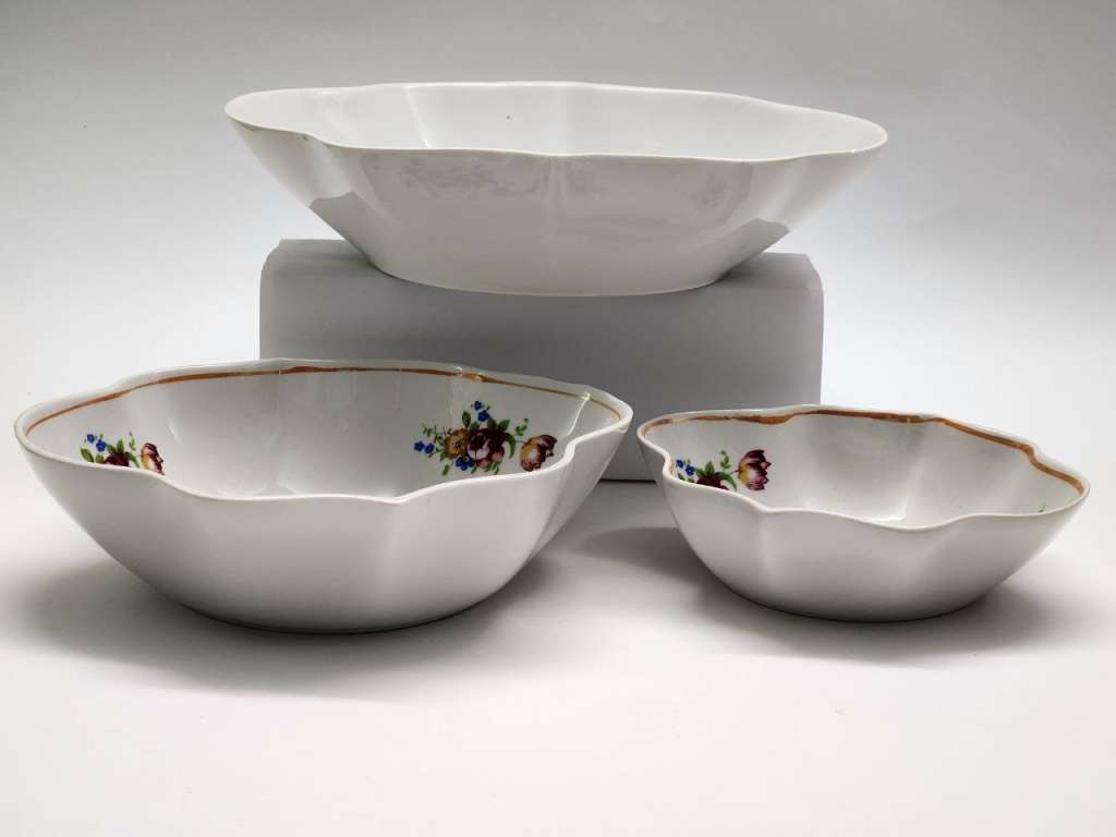 Салатники фигурные 3 шт фарфор СССР винтаж