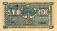 (1945 Litt A) Банкнота Финляндия 1945 год 20 марок    UNC