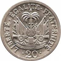 (№1970km77) Монета Гаити 1970 год 20 Centimes